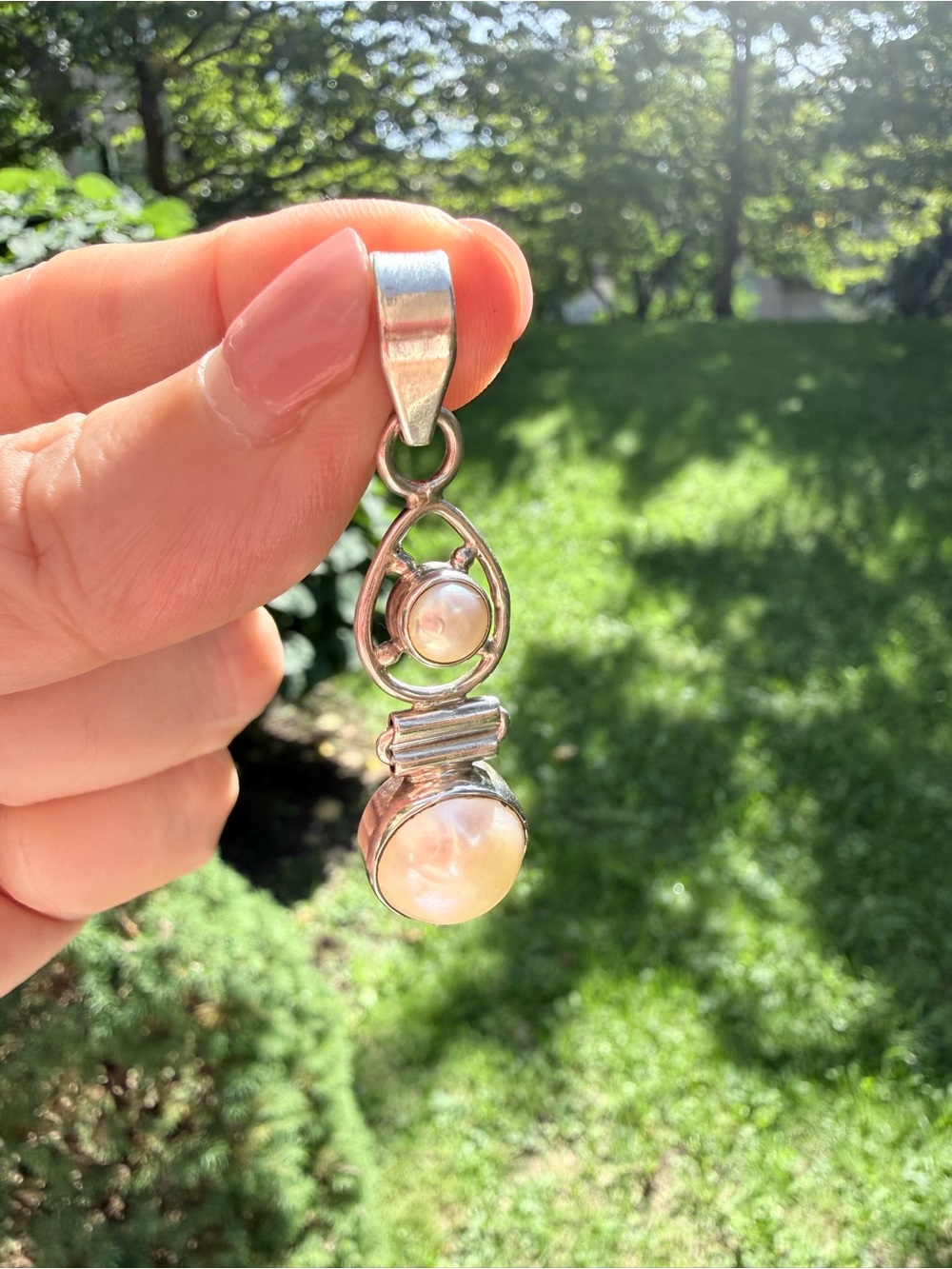 Sterling Silver Pearl Drop Pendant - White Pearls